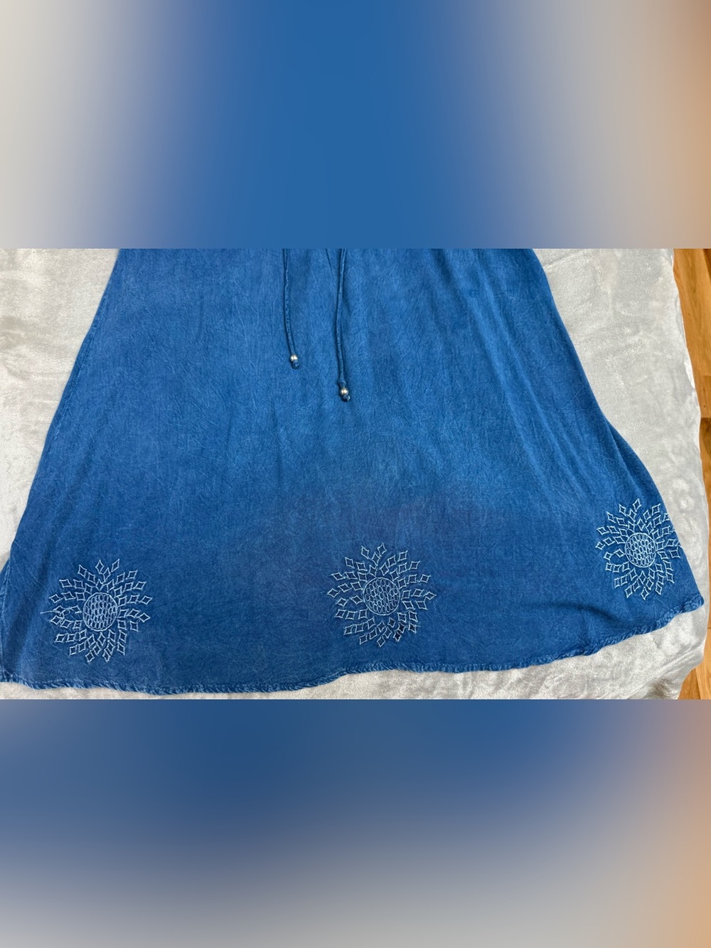 Denim Sun Dress with Embroidered Accents by Raya Sun XL - Picture 7 of 7